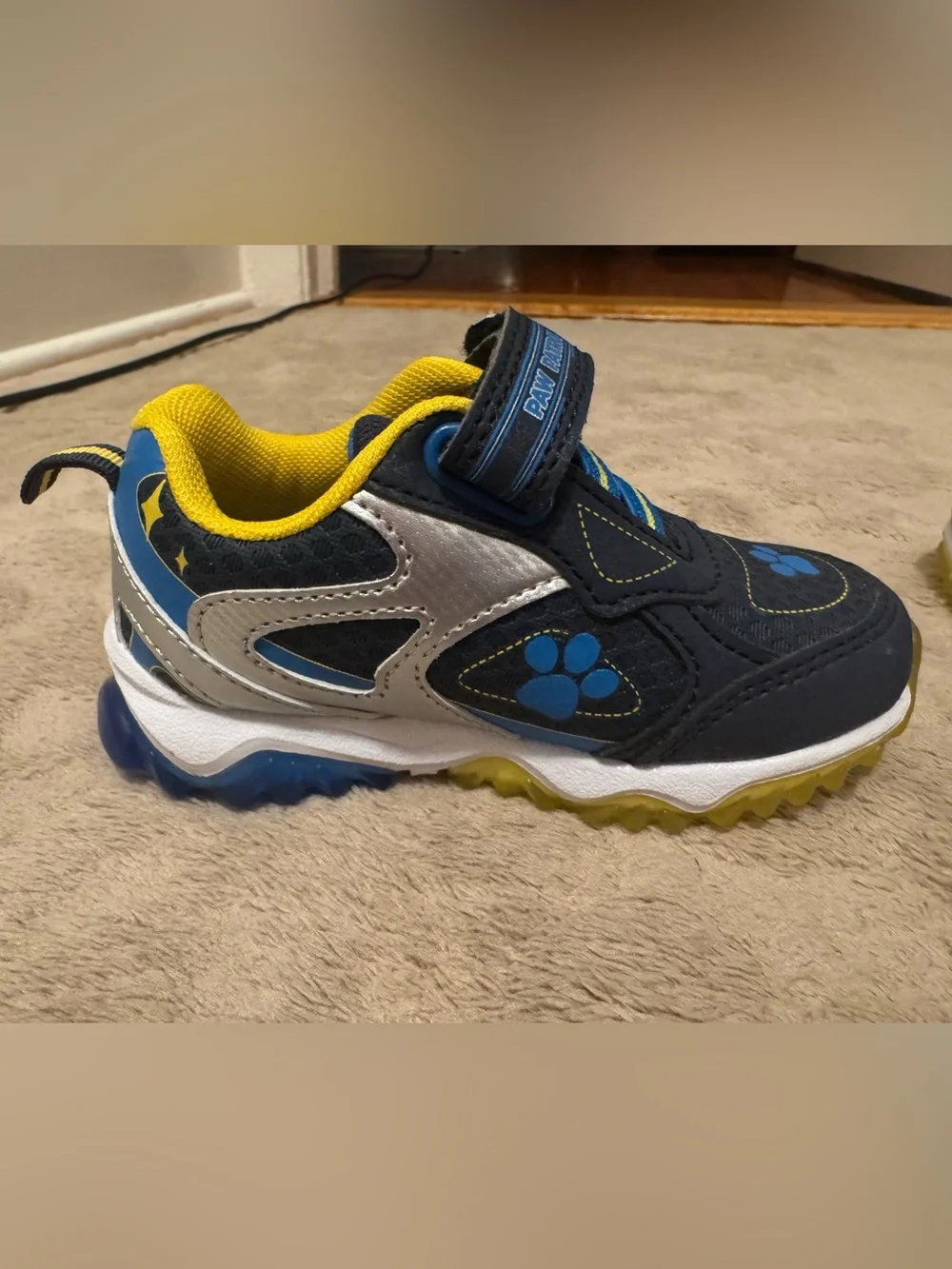 Paw Patrol Navy and Yellow Kids Sneakers with Paw Accent